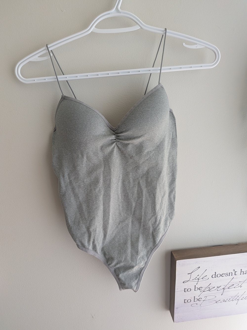 Forever 21 Light Gray Padded Tank Bodysuit